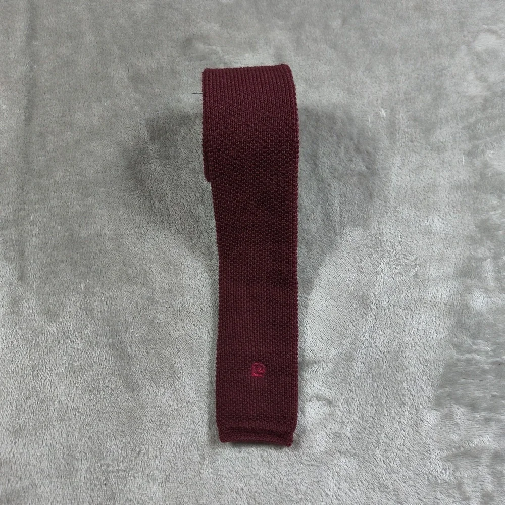 Vintage Pierre Cardin Square Tip‎ Tie Mens 53x2 Red Knit Wool Made In USA 70s